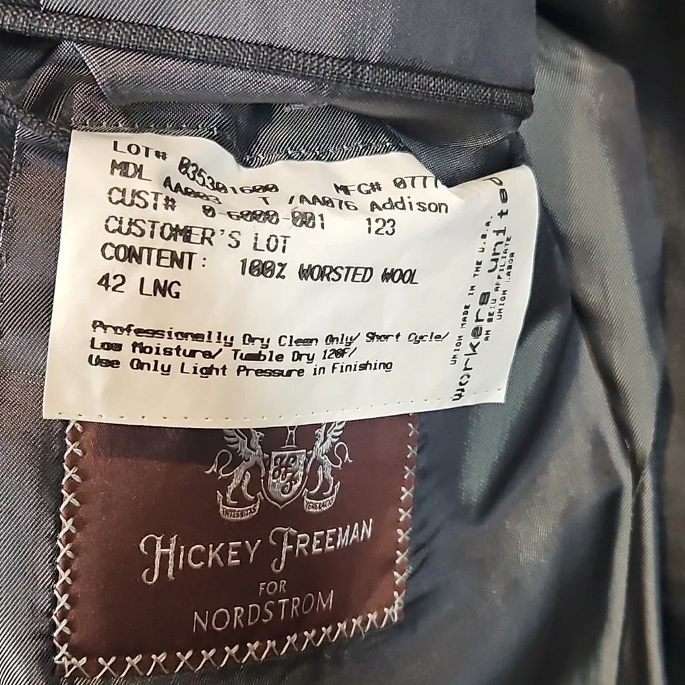 Hickey Freeman 42L Plaid Dark Grey 100% Worsted Wool Jacket Blazer Sport Coat